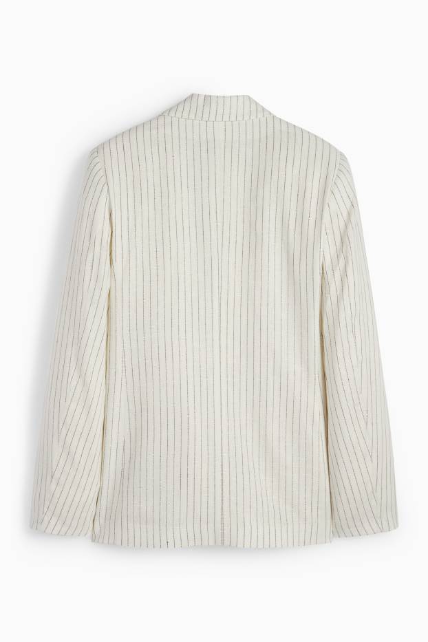 Femei - Blazer office - relaxed fit - amestec de in - dungi fine - alb-crem