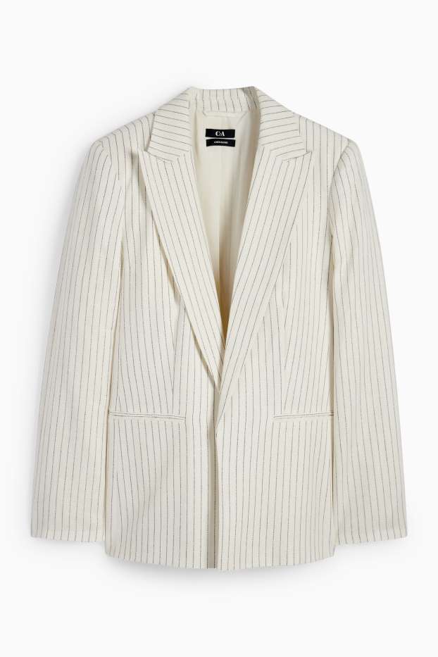 Femei - Blazer office - relaxed fit - amestec de in - dungi fine - alb-crem