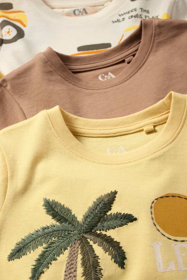 Kinder Buben - Multipack 3er - Safari - Kurzarmshirt - gelb