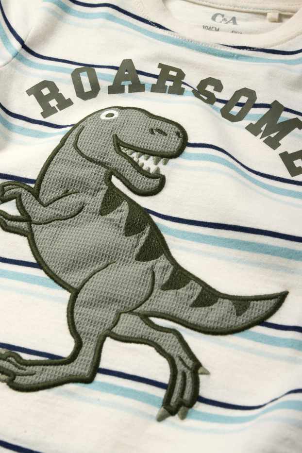 Children Boys - Dinosaur - set - short sleeve T-shirt and denim shorts - 2 piece - cremewhite