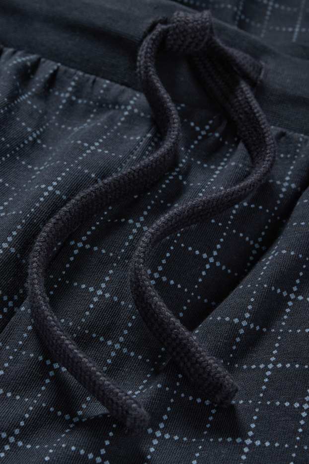 Heren - Pyjamashort - geruit - donkerblauw