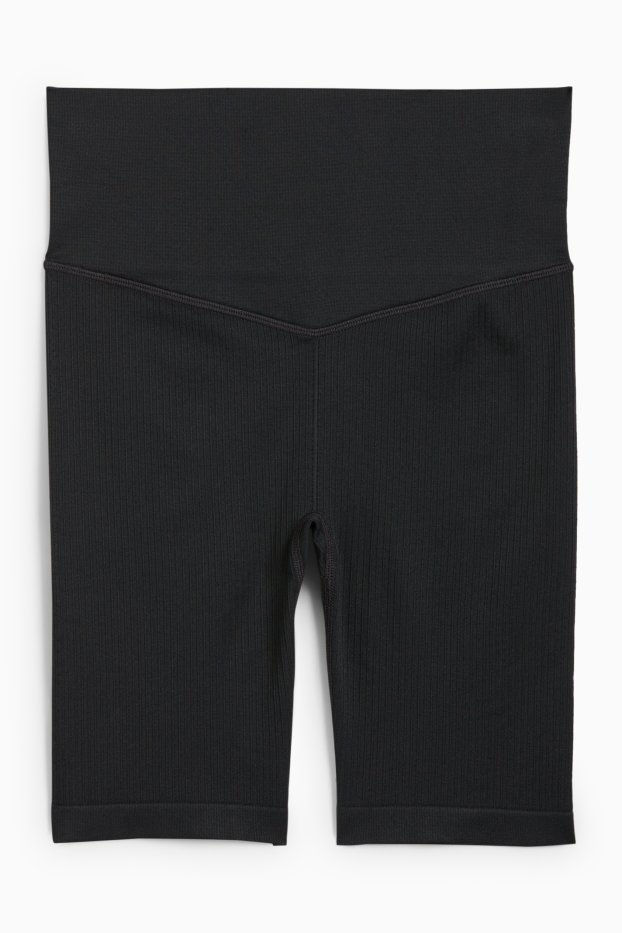 Women - Cycling shorts - ribbed - seamless - black