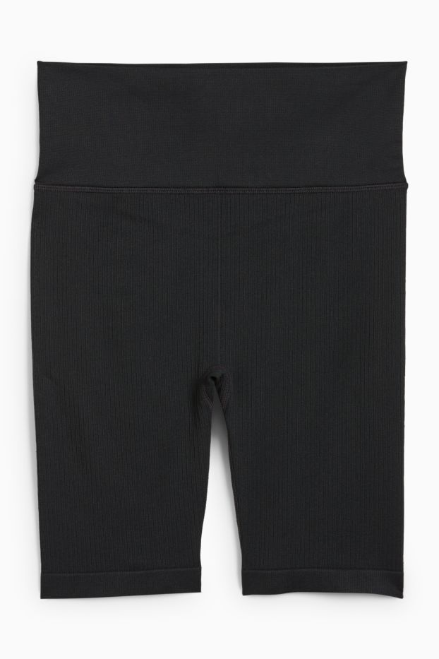 Women - Cycling shorts - ribbed - seamless - black