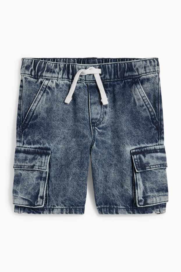 Děti - chlapci - Džínové cargo šortky - džíny - modré