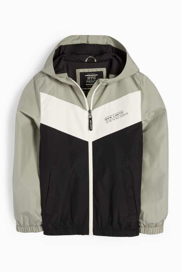 Kinder Jungen - Jacke mit Kapuze - wasserabweisend  - grün