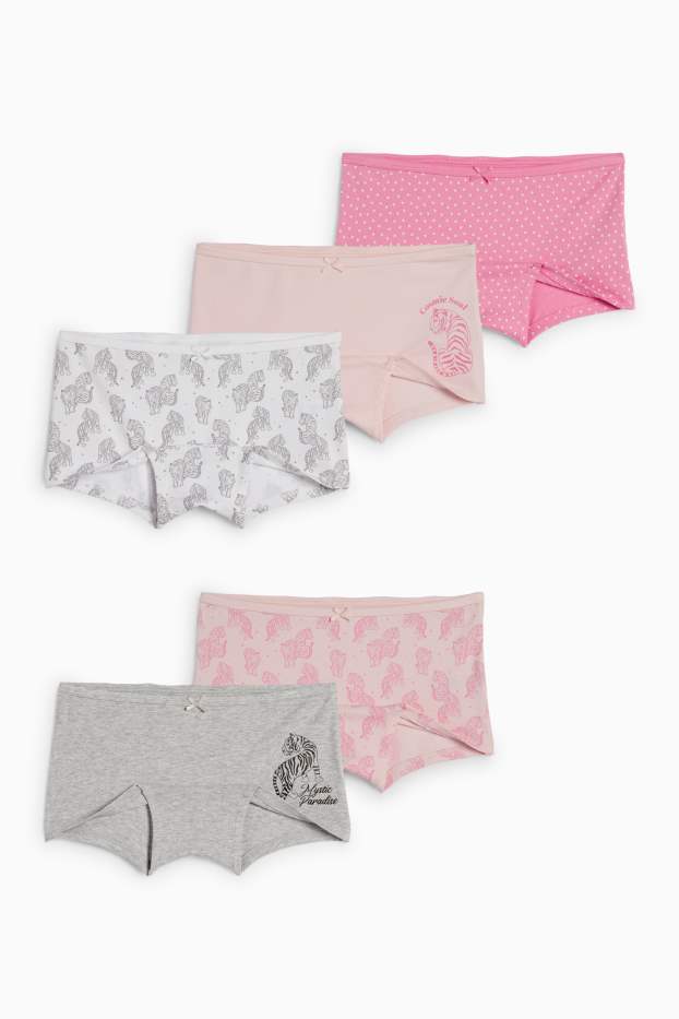 Kinder Mädchen - Multipack 5er - Tiger - Boxershorts - weiss
