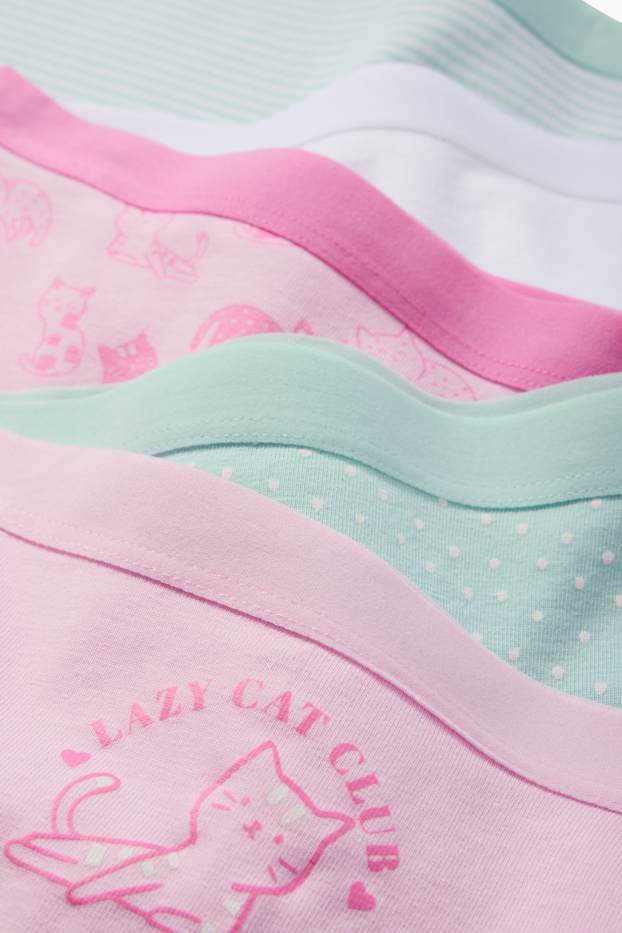 Kinder Mädchen - Multipack 5er - Katze - Boxershorts - rosa