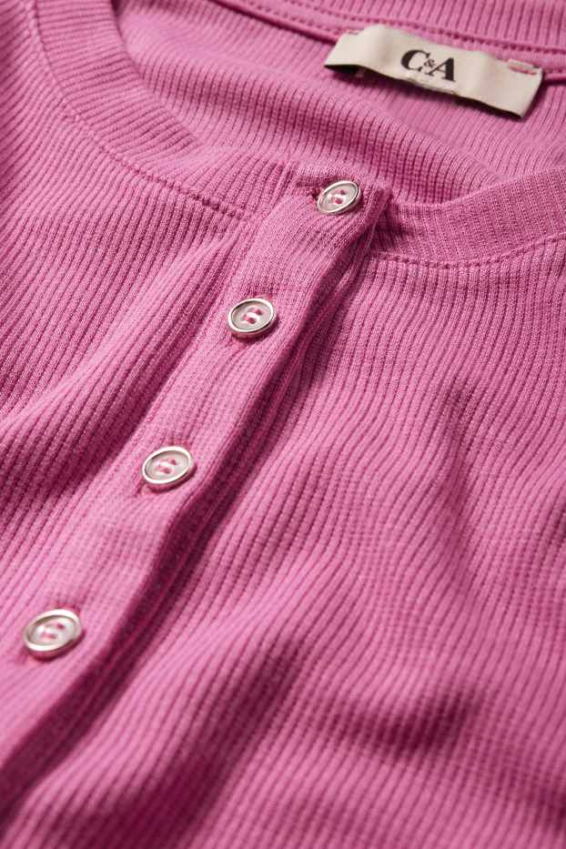 Femmes - Haut Henley - slim fit - finition côtelée - violet