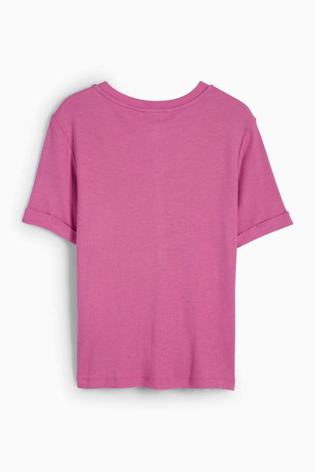 Femmes - Haut Henley - slim fit - finition côtelée - violet