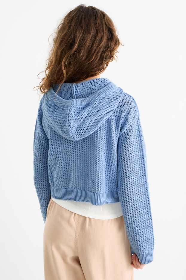 Enfants filles - Ensemble - pull à capuche et top - 2 pièces - bleu