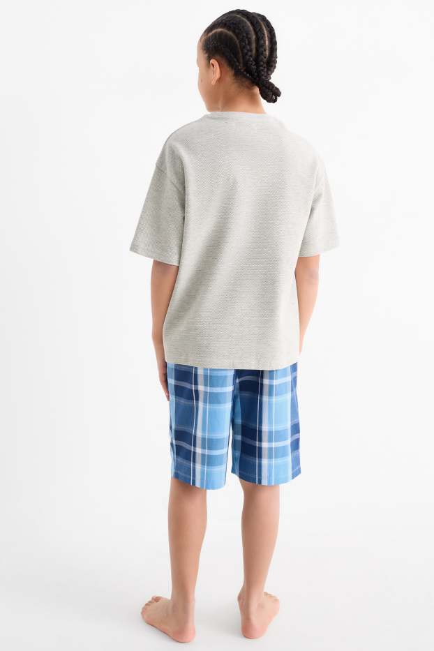 Kinderen: jongens - New York - shortama - 2-delig - grijs