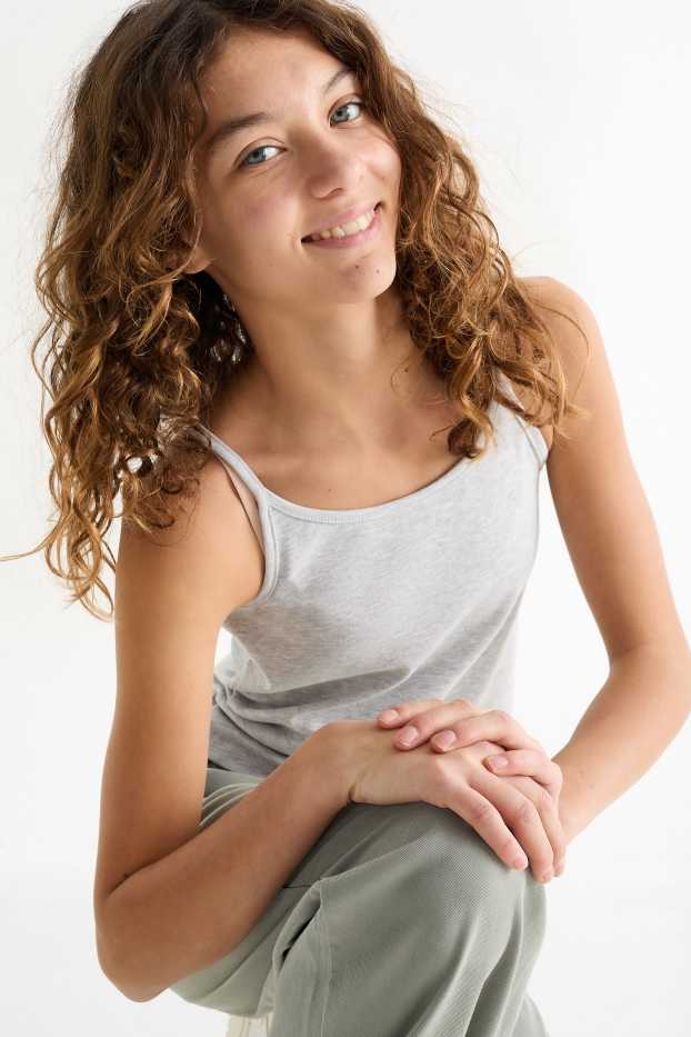 Enfants filles - SmileyWorld® - ensemble - T-shirt et haut - 2 pièces - blanc