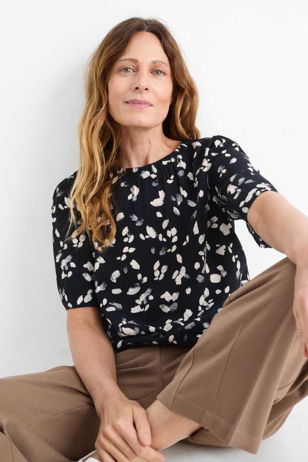 Femmes - Chemisier - à motif - noir