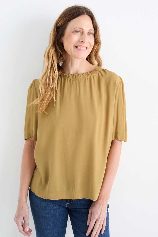 Damen - Bluse - strukturiert - grün