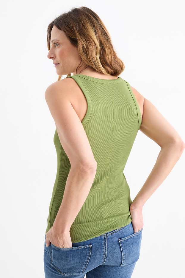 Donna - Top basic - a coste - verde chiaro