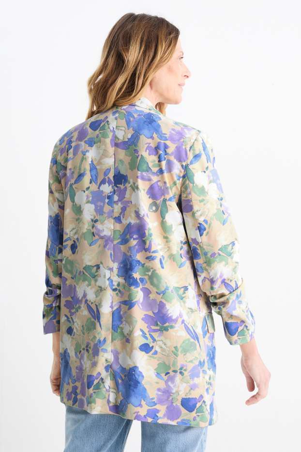 Donna - Blazer lungo - regular fit - a fiori - beige chiaro