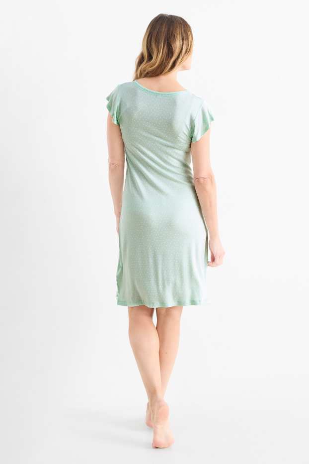 Femmes - Chemise de nuit en viscose - à pois - vert menthe