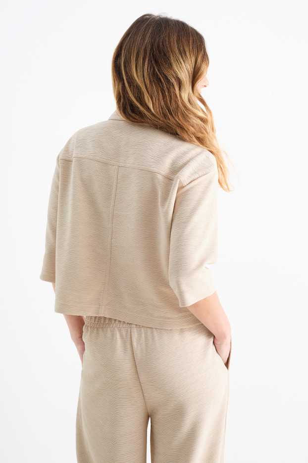 Donna - Blusa - a coste - beige chiaro