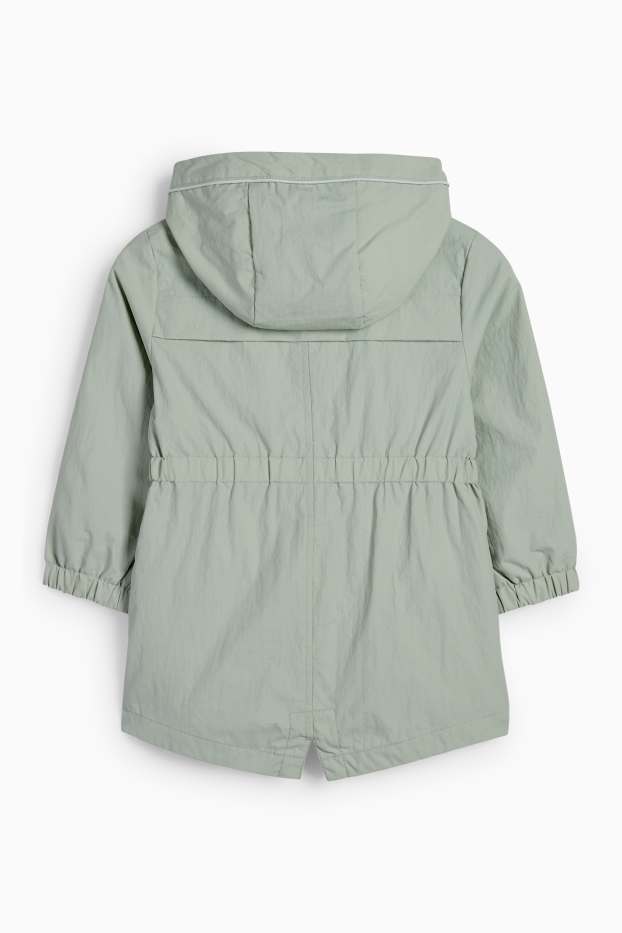 Dzieci dziewczynki - Parka z kapturem - hydrofobowa - miętowa zieleń