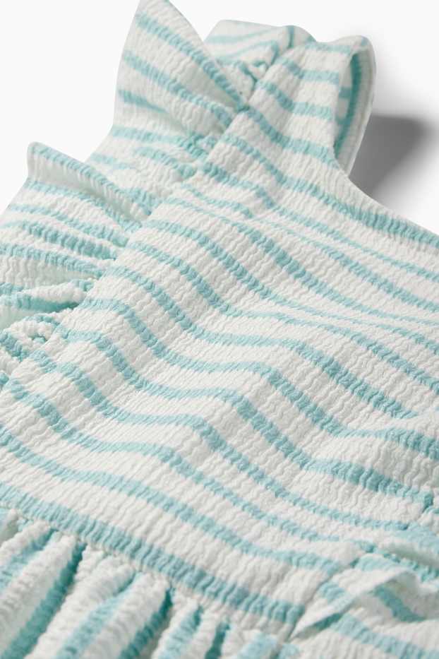 Enfants filles - Robe - à rayures - texturé - blanc / bleu clair