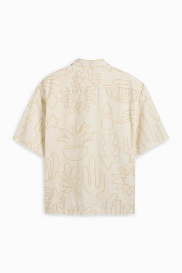Heren - Overhemd - relaxed fit - kent - met patroon - licht beige