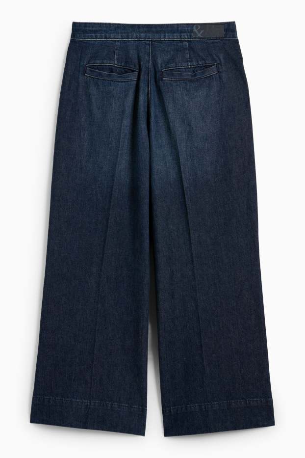 Damen - Crop Wide Leg Jeans - Mid Waist - dunkeljeansblau