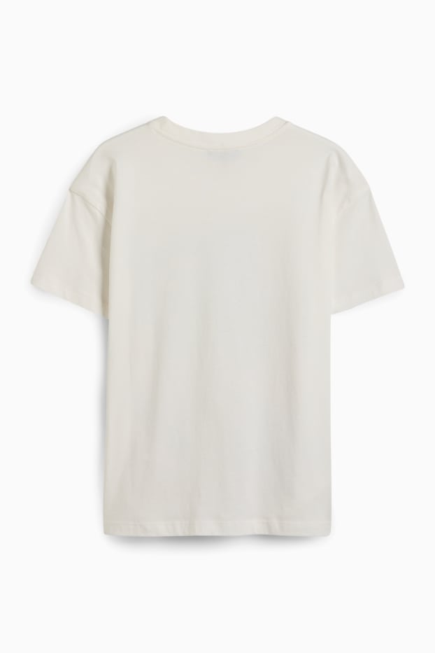 Dámské - Tričko se štrasovými kamínky - regular fit - bílá