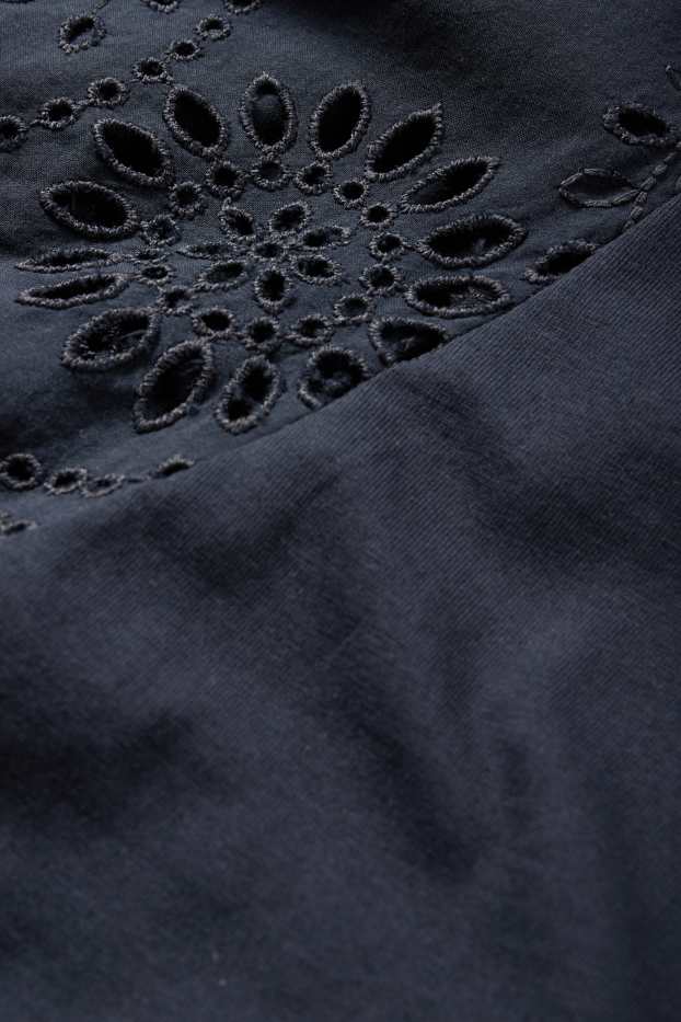 Dona - Samarreta de màniga curta - brodat anglès - blau fosc