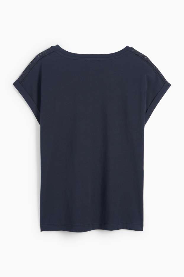 Dames - T-shirt - regular fit - donkerblauw