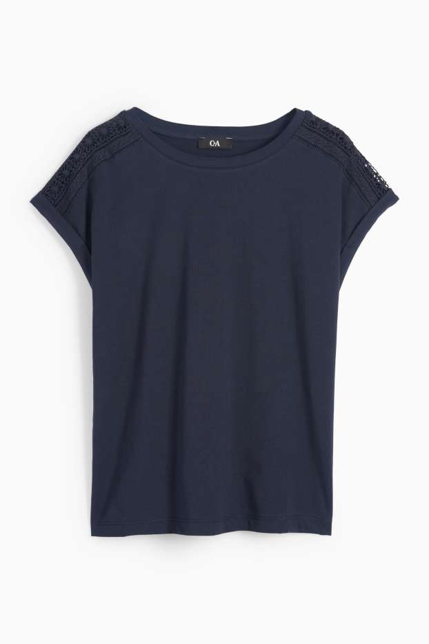 Dames - T-shirt - regular fit - donkerblauw