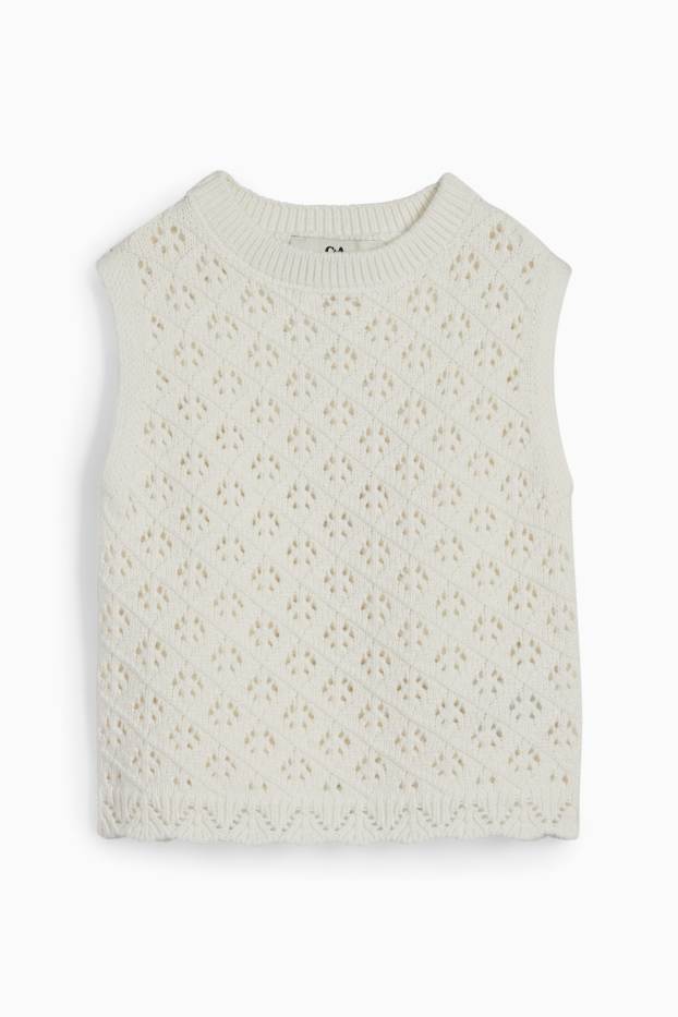 Bambine - Top in maglia - bianco crema
