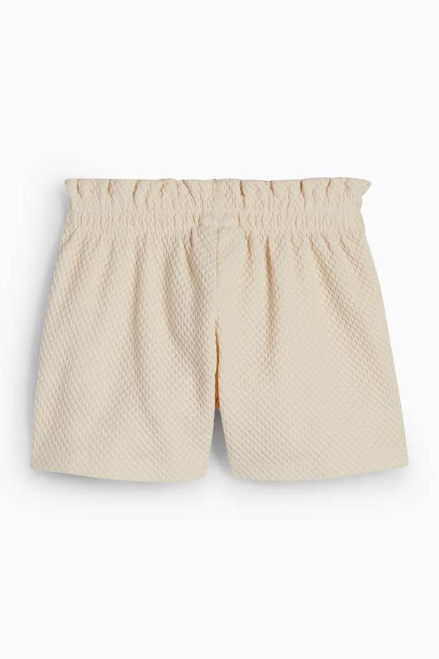 Enfants filles - Fleur - short - texturé - beige clair
