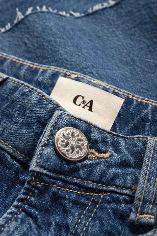 Women - Cropped flared jeans - high waist - blue denim