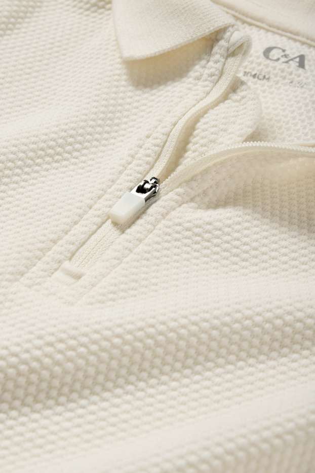 Kinder Jungen - Poloshirt - strukturiert - cremeweiss