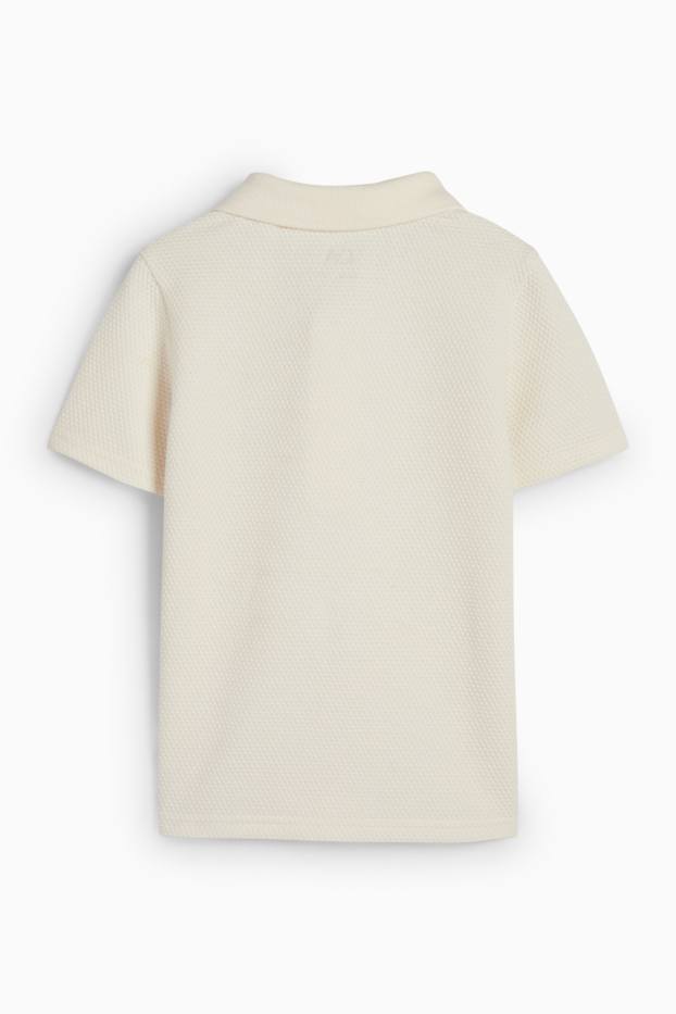 Kinder Jungen - Poloshirt - strukturiert - cremeweiss