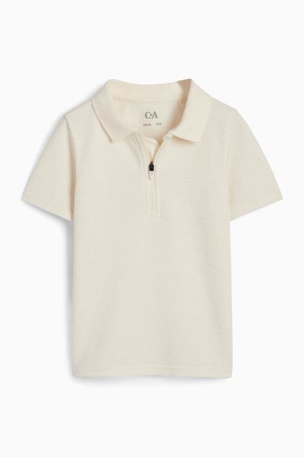Kinder Jungen - Poloshirt - strukturiert - cremeweiss