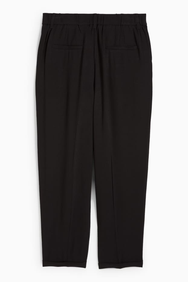 Femmes - Pantalon en toile - mid waist - tapered fit - noir