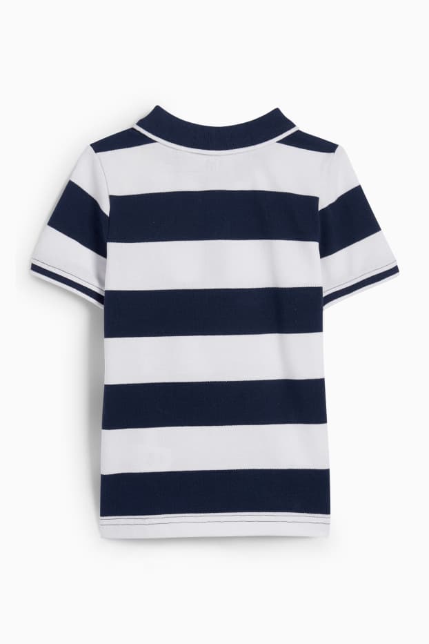 Enfants garçons - Polo - à rayures - bleu foncé / blanc crème