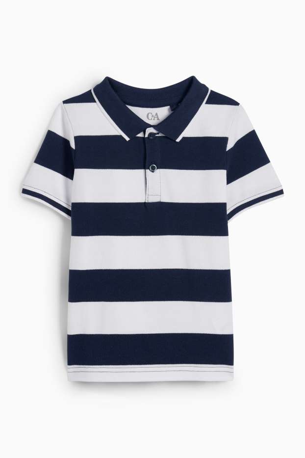 Enfants garçons - Polo - à rayures - bleu foncé / blanc crème