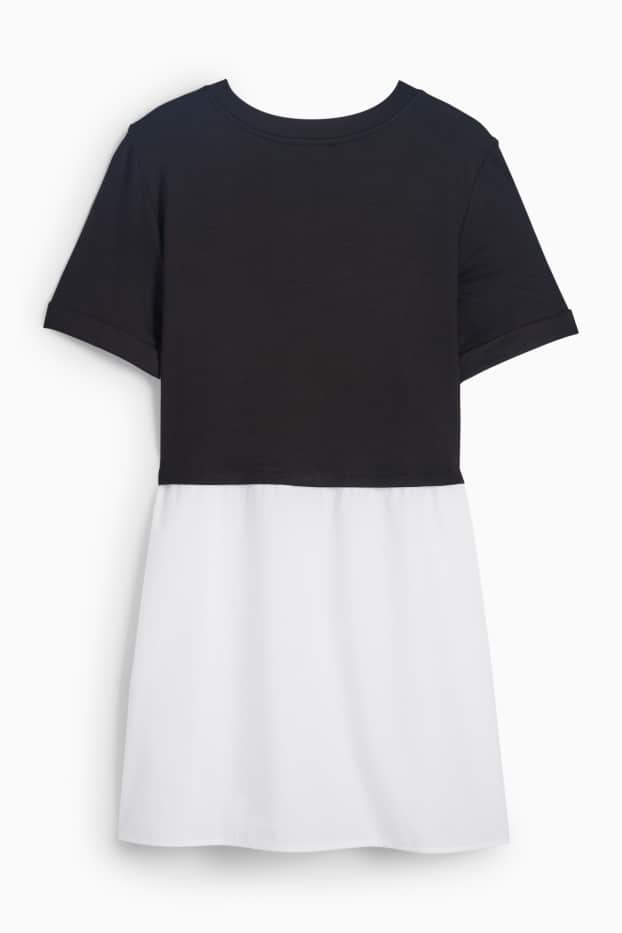 Damen - Umstands-T-Shirt - 2-in-1-Look - schwarz / weiß