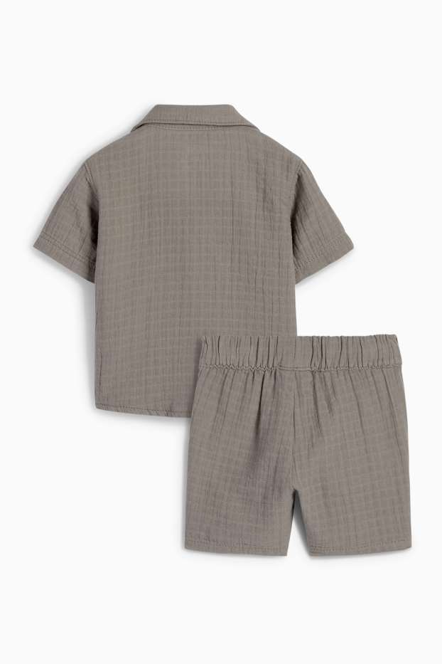 Miminka - chlapci - Outfit pro miminka - 2dílný - strukturovaný - šedá