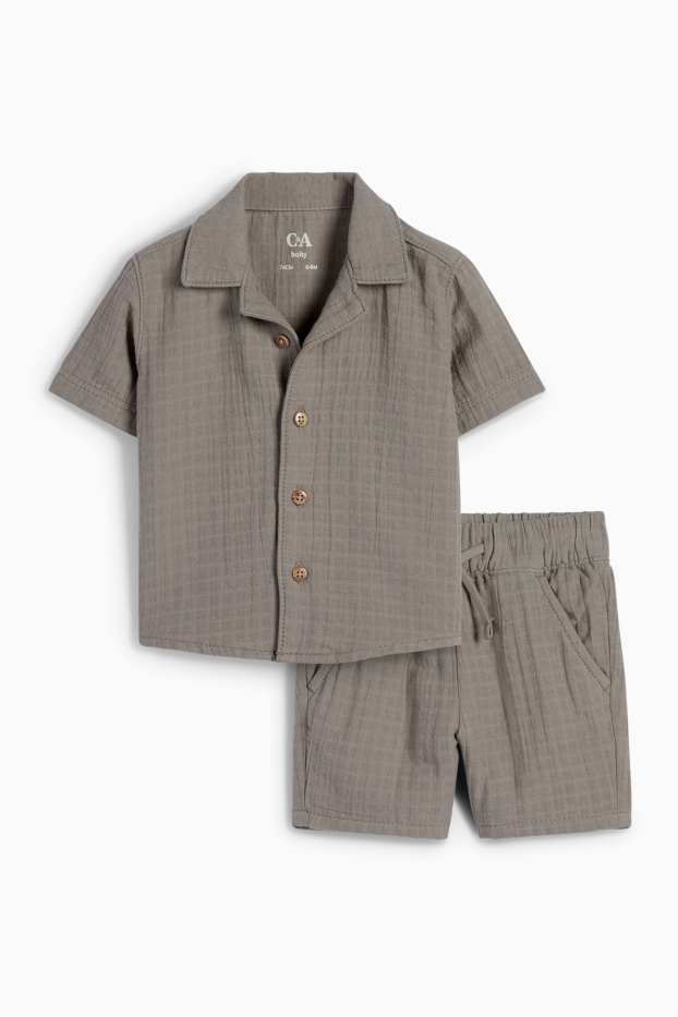 Miminka - chlapci - Outfit pro miminka - 2dílný - strukturovaný - šedá