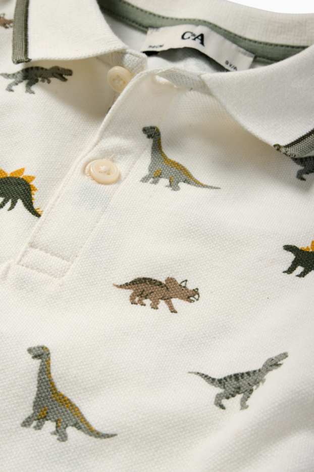 Copii - Băieți - Dinozaur - set - tricou polo și pantaloni scurți - 2 piese - alb-crem