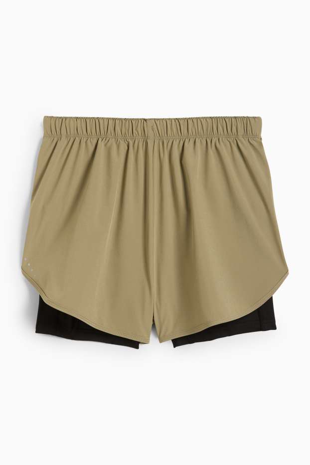 Women - Technical shorts - 4 Way Stretch - 2-in-1 look - green