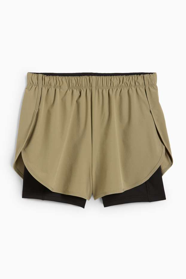 Women - Technical shorts - 4 Way Stretch - 2-in-1 look - green