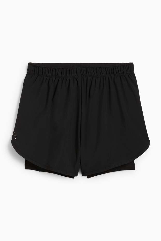 Damen - Funktions-Shorts - 4 Way Stretch - 2-in-1-Look - schwarz