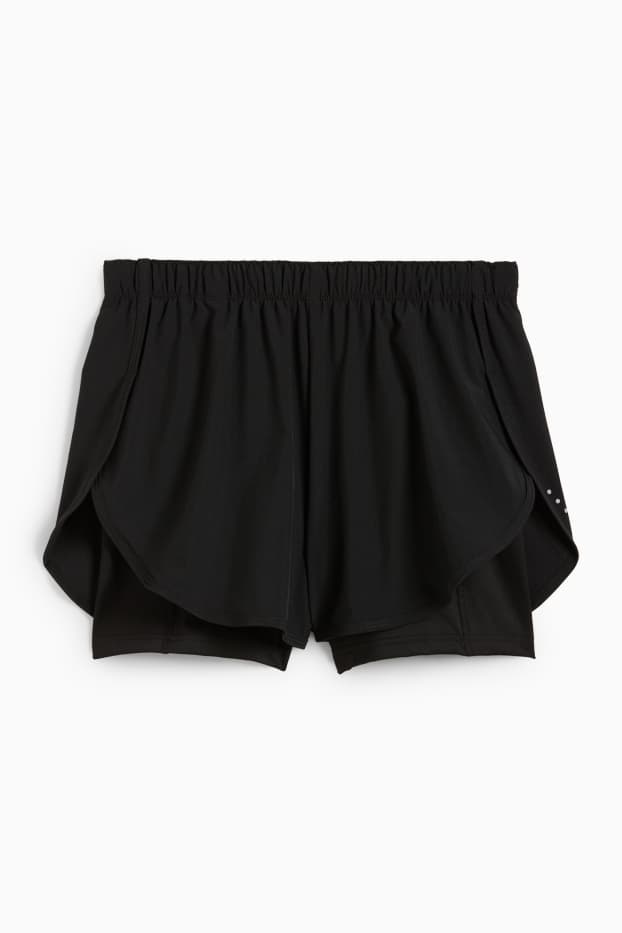 Damen - Funktions-Shorts - 4 Way Stretch - 2-in-1-Look - schwarz