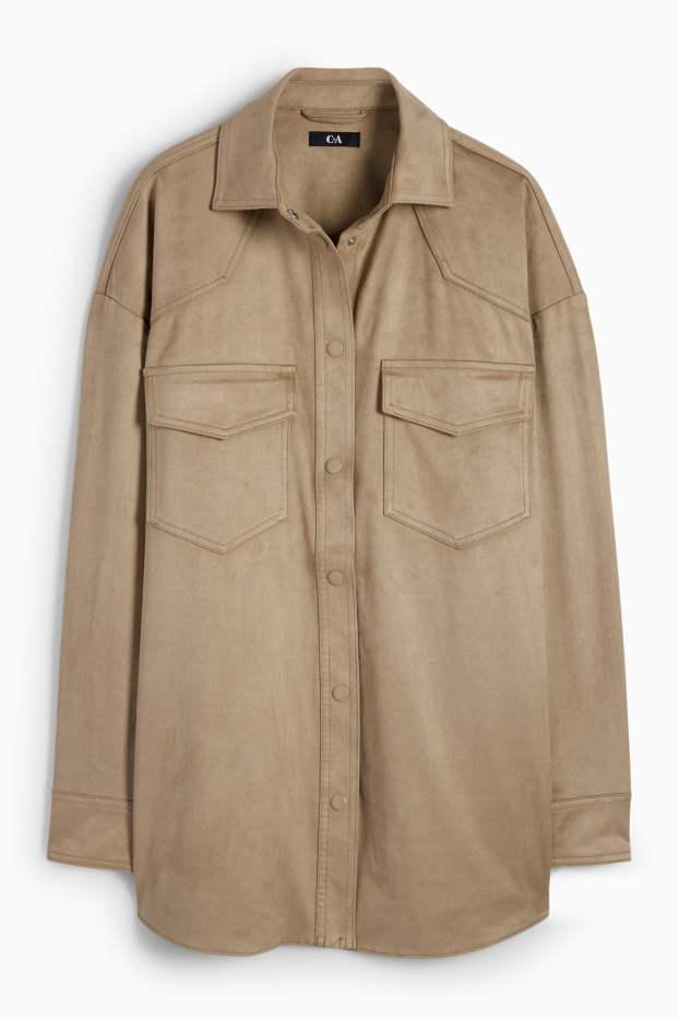 Femmes - Veste-chemise - synthétique - taupe
