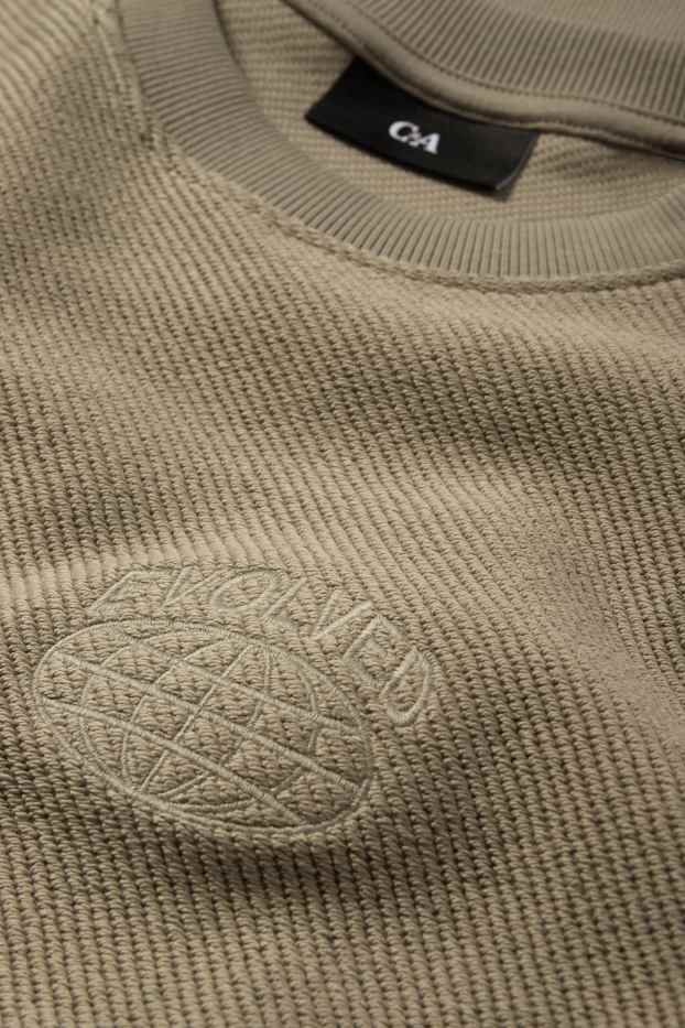 Pánské - Mikina - strukturovaná - khaki