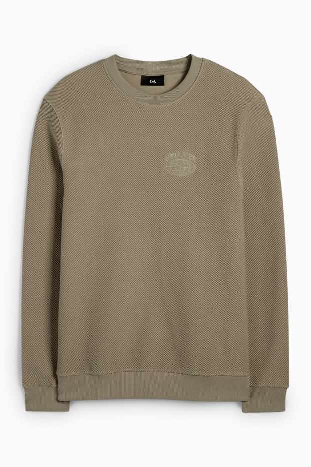 Pánské - Mikina - strukturovaná - khaki